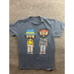 Cheech & Chong Graphic T-Shirt Mens Small Blue Cartoon Short Sleeve Tee